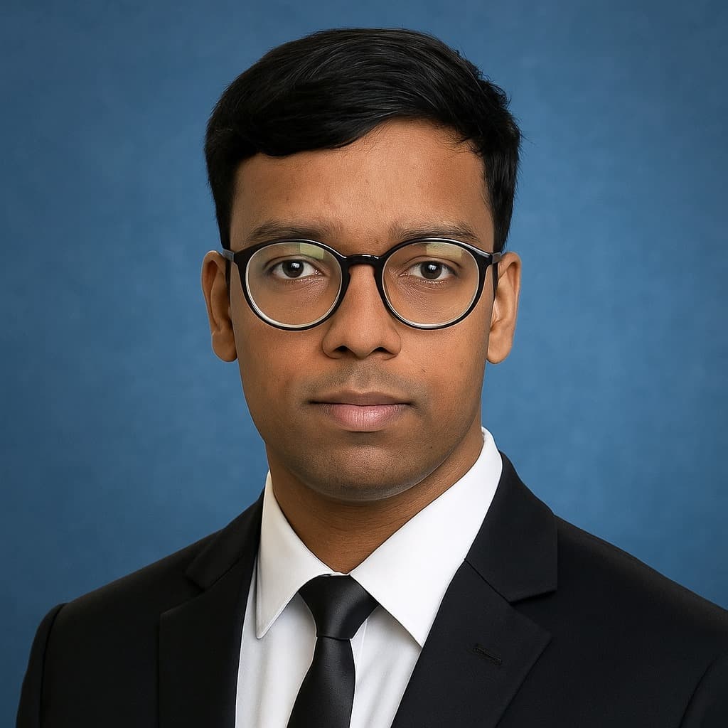 Web developer with black coat and blue background